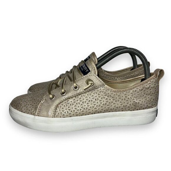 Sperry Top-Sider Crest Vibe Perforated Champagne Gold STK159836 Youth 5M - Picture 2 of 11